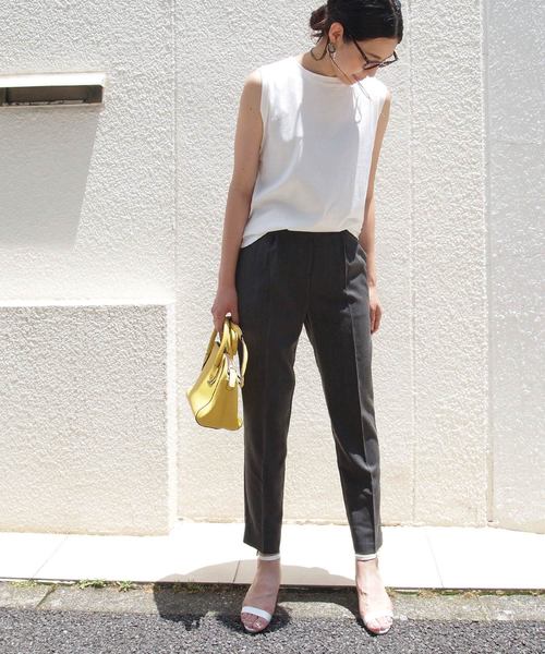 andme(アンドミー)の「綿ノースリーブTシャツ カットソー トップス(Tシャツ/カットソー・レディース・ライトグレー/ベージュ/オレンジ/カーキ/ネイビー/ブラック/オフホワイト・M)」の16枚目の写真
