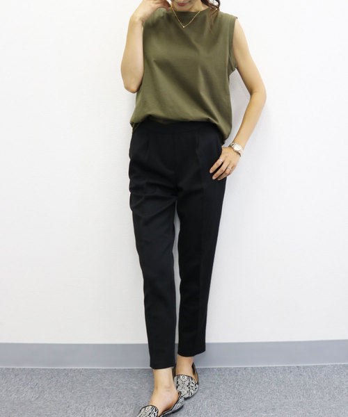 andme(アンドミー)の「綿ノースリーブTシャツ カットソー トップス(Tシャツ/カットソー・レディース・ライトグレー/ベージュ/オレンジ/カーキ/ネイビー/ブラック/オフホワイト・M)」の19枚目の写真