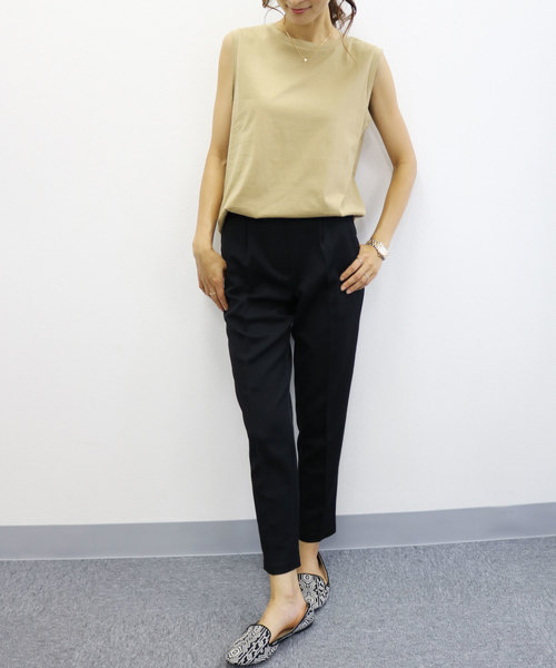 andme(アンドミー)の「綿ノースリーブTシャツ カットソー トップス(Tシャツ/カットソー・レディース・ライトグレー/ベージュ/オレンジ/カーキ/ネイビー/ブラック/オフホワイト・M)」の20枚目の写真