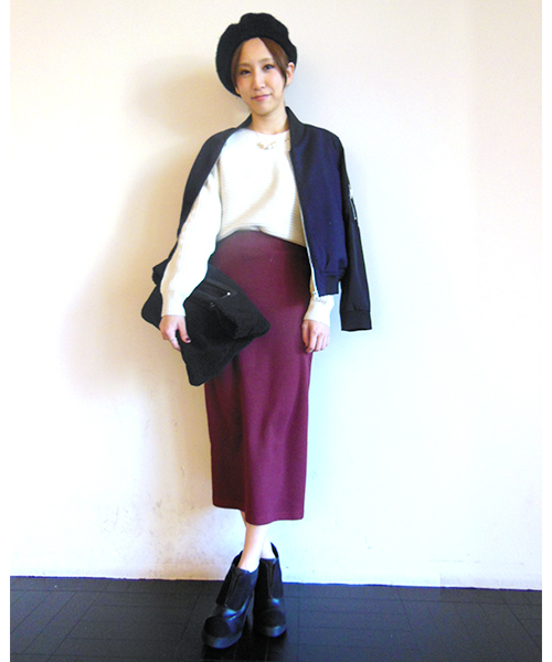 WHO'S WHO gallery（フーズフーギャラリー）の「素材切替MA-1（ブルゾン・レディース・ネイビー/アイボリー・FREE）」の14枚目の写真