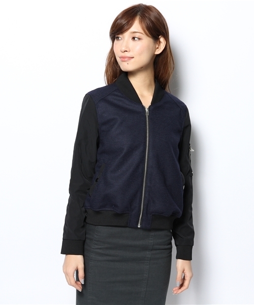 WHO'S WHO gallery（フーズフーギャラリー）の「素材切替MA-1（ブルゾン・レディース・ネイビー/アイボリー・FREE）」の4枚目の写真