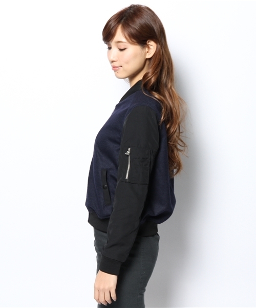 WHO'S WHO gallery（フーズフーギャラリー）の「素材切替MA-1（ブルゾン・レディース・ネイビー/アイボリー・FREE）」の5枚目の写真
