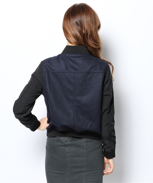 WHO'S WHO gallery（フーズフーギャラリー）の「素材切替MA-1（ブルゾン・レディース・ネイビー/アイボリー・FREE）」の6枚目の写真