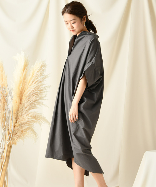 DouDou（ドゥドゥ）の「ドルマンシャツワンピース（シャツワンピース・レディース・ホワイト/ブラック/チャコールグレー/キャメル/ピンクベージュ・FREE）」の12枚目の写真