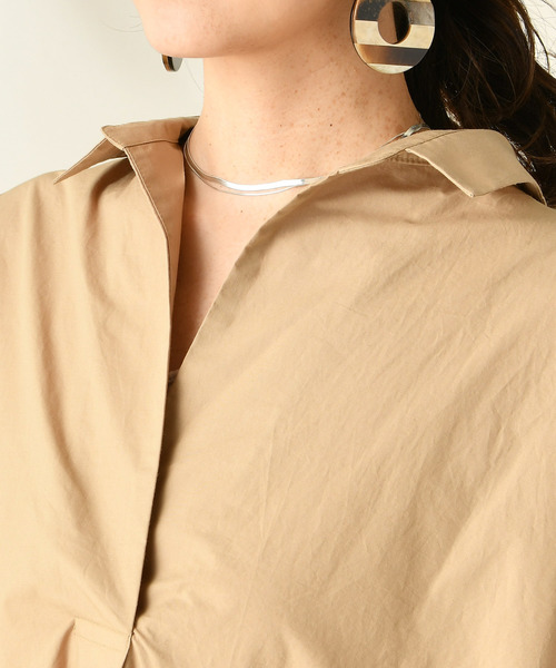 DouDou（ドゥドゥ）の「ドルマンシャツワンピース（シャツワンピース・レディース・ホワイト/ブラック/チャコールグレー/キャメル/ピンクベージュ・FREE）」の10枚目の写真