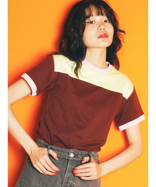 jouetie（ジュエティ）の「カラーブロックT（Tシャツ/カットソー・レディース・ボルドー/オフホワイト/ブラック・MEDIUM）」の11枚目の写真