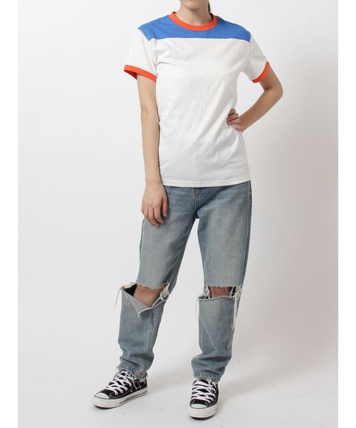 jouetie（ジュエティ）の「カラーブロックT（Tシャツ/カットソー・レディース・ボルドー/オフホワイト/ブラック・MEDIUM）」の5枚目の写真