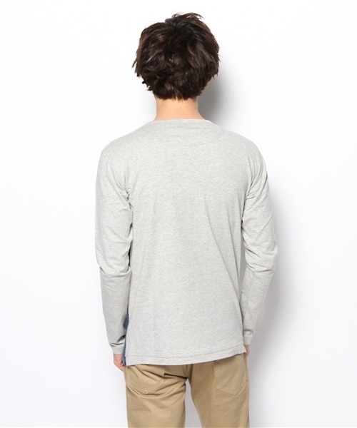 PLST(プラステ)の「Men インディゴコンビ長袖カットソー(Tシャツ/カットソー・メンズ・トップグレー・MEDIUM/SMALL/LARGE/X-LARGE)」の4枚目の写真