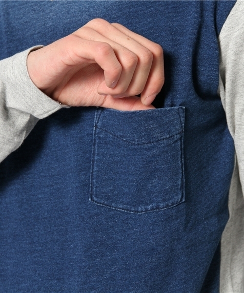 PLST(プラステ)の「Men インディゴコンビ長袖カットソー(Tシャツ/カットソー・メンズ・トップグレー・MEDIUM/SMALL/LARGE/X-LARGE)」の7枚目の写真
