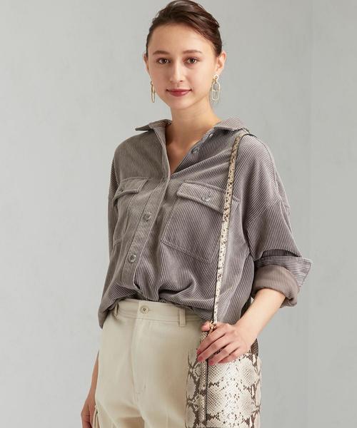 green label relaxing（グリーンレーベルリラクシング）の「SC コーデュロイ ルーズ シャツ（シャツ/ブラウス・レディース・ブラウン/グレー/ベージュ・FREE）」の4枚目の写真