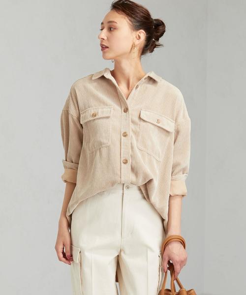 green label relaxing（グリーンレーベルリラクシング）の「SC コーデュロイ ルーズ シャツ（シャツ/ブラウス・レディース・ブラウン/グレー/ベージュ・FREE）」の5枚目の写真