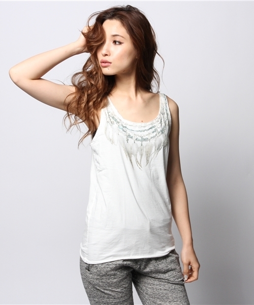 goa（ゴア）の「シェル・ターコイズネックレスタンクトップ（Tシャツ/カットソー・レディース・オフホワイト/A・FREE）」の2枚目の写真