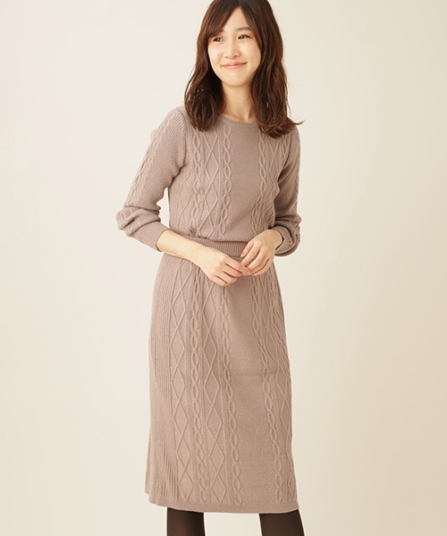 セール ワンピース ケーブルニットセットアップ ワンピース Natural Natural Beauty Beauty Basic ナチュラルビューティベーシック のファッション