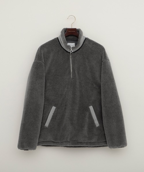 EMMA CLOTHES(エマクローズ)の「ボアフリース ハーフジップ プルオーバー【ファッションインフルエンサーろむし×EMMA CLOTHES 限定コラボ】(ブルゾン・メンズ・ベージュ/グレー・M/L)」の8枚目の写真