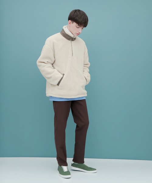EMMA CLOTHES(エマクローズ)の「ボアフリース ハーフジップ プルオーバー【ファッションインフルエンサーろむし×EMMA CLOTHES 限定コラボ】(ブルゾン・メンズ・ベージュ/グレー・M/L)」の21枚目の写真