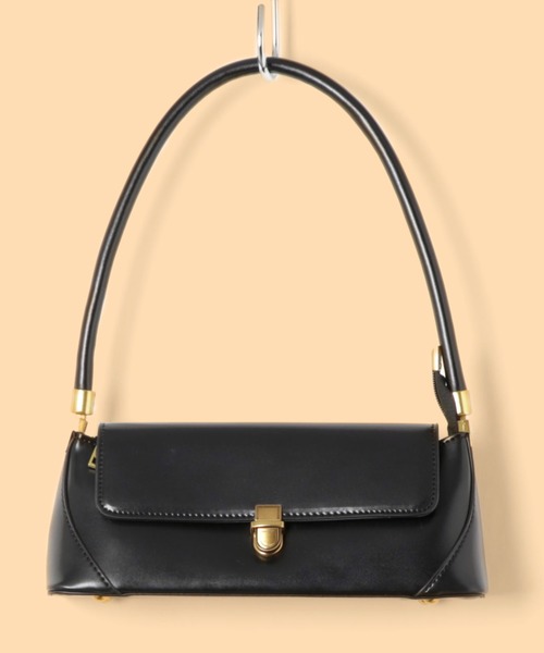 florist（フローリスト）の「横長ワイドなフラップハンドバッグ（ハンドバッグ・レディース・ブラック/ベージュ/ブラウン/グリーン/ワイン/オレンジ/イエロー・FREE）」の2枚目の写真