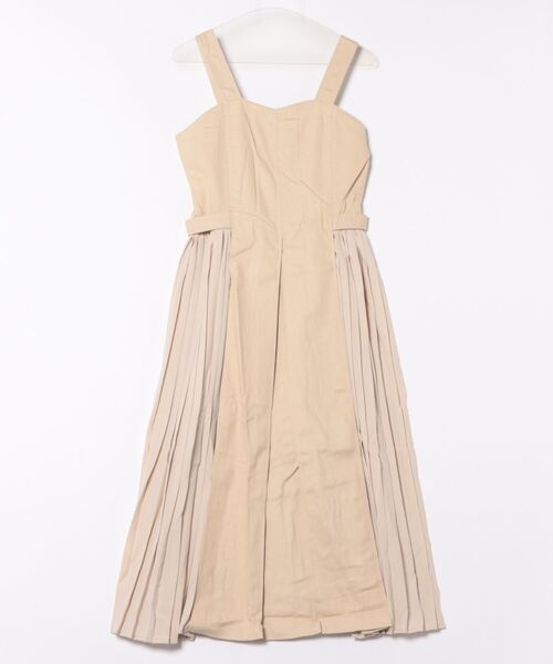 STYLEBLOCK（スタイルブロック）の「プリーツ切替ジャンパースカート（ジャンパースカート・レディース・ネイビー/ブラウン/オフホワイト/ピンク/ライトベージュ・M）」の2枚目の写真