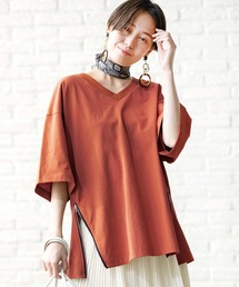 サイドジップコットンＴシャツ