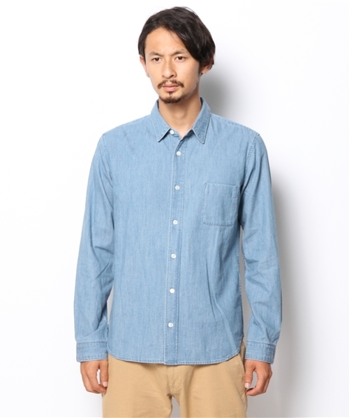 AMERICAN RAG CIE(アメリカンラグシー)の「AMERICAN RAG CIE ライトオンスデニムシャツ 107-AHP-M142-SH069(シャツ/ブラウス・メンズ・サックスブルー/インディゴブルー・1/2/3)」の3枚目の写真