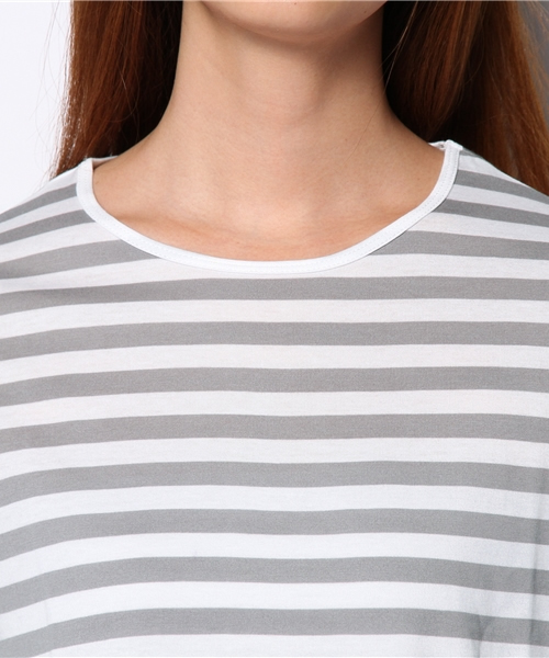 SQUOVAL（スクオーバル）の「スーピマボーダーロングTシャツ（Tシャツ/カットソー・レディース・ライトグレー/グリーン系その他/グレー系その他/ブラック/ネイビー/オレンジ系その他/ホワイト系その他・FREE）」の11枚目の写真