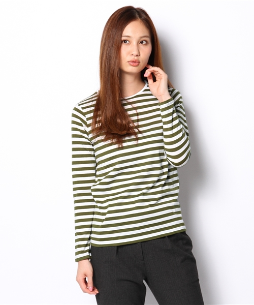 SQUOVAL（スクオーバル）の「スーピマボーダーロングTシャツ（Tシャツ/カットソー・レディース・ライトグレー/グリーン系その他/グレー系その他/ブラック/ネイビー/オレンジ系その他/ホワイト系その他・FREE）」の16枚目の写真