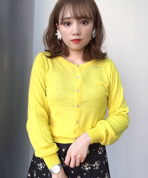 earth music&ecology(アースミュージックアンドエコロジー)の「ガンガンカーディガン(レンチングTMEV) *(カーディガン/ボレロ・レディース・ブラック/杢グレー/レッド/グリーン/ブルー/ネイビー/イエロー/オフホワイト・M/L/S)」の16枚目の写真