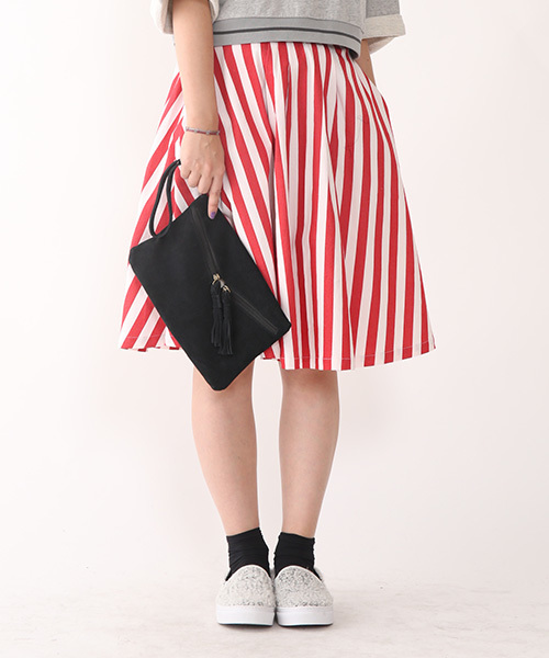 mystic（ミスティック）の「ストライプスカート（スカート・レディース・ブラック/レッド/キャメル/ブルー・ﾌﾘ-）」の4枚目の写真