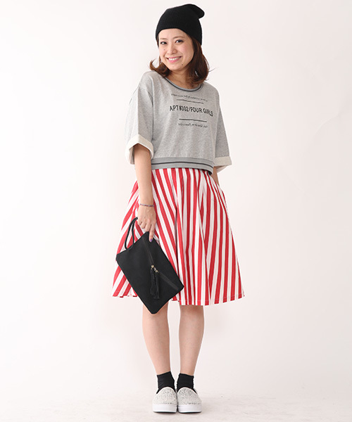 mystic（ミスティック）の「ストライプスカート（スカート・レディース・ブラック/レッド/キャメル/ブルー・ﾌﾘ-）」の16枚目の写真