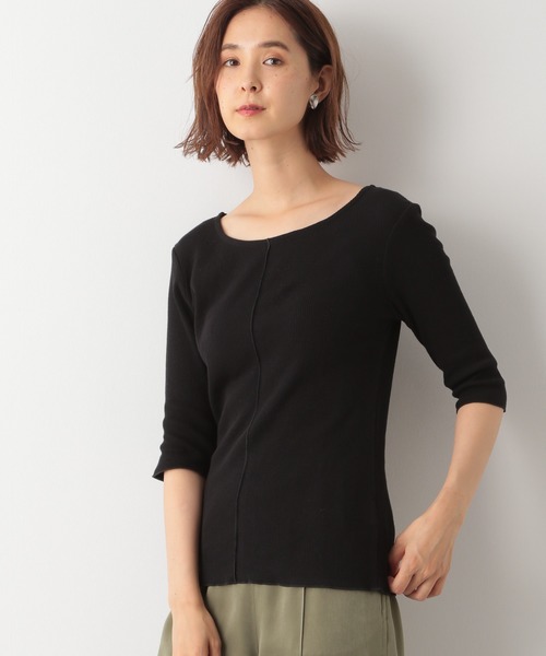 LEPSIM(レプシィム)の「メローデザインリブプルオーバー 892029(Tシャツ/カットソー・レディース・ブラック/ブラウン/キナリ・MEDIUM/LARGE)」の2枚目の写真