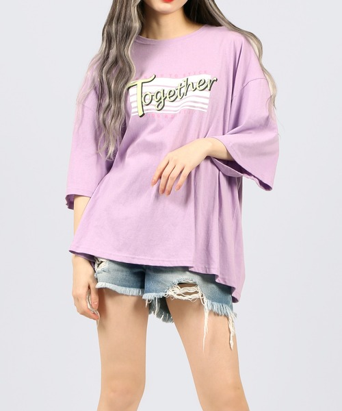 DING(ディング)の「DING/Together Tシャツ(Tシャツ/カットソー・レディース・パープル/ホワイト/スミクロ・FREE)」の3枚目の写真