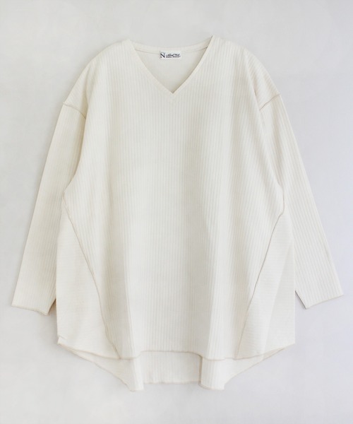 RNA-N(アールエヌエーエヌ)の「M1471 メローステッチVネックリブプルオーバー(Tシャツ/カットソー・レディース・ホワイト/スミクロ/ブラウン・MEDIUM)」の16枚目の写真