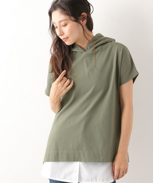 LEPSIM（レプシィム）の「リラックスライトプルパーカー　893678（Tシャツ/カットソー・レディース・ブラック/オフホワイト/カーキ/モカ・MEDIUM/LARGE）」の4枚目の写真