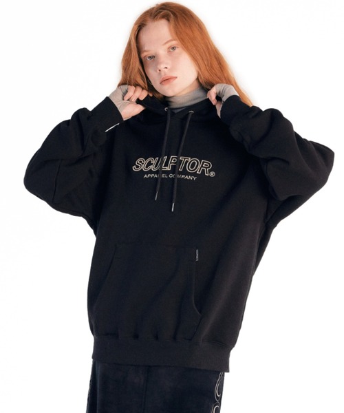 SCULPTOR スカルプター パーカー ブラック SCULPTOR（スカルプター）の「3D EMBROIDERY LOGO HOODIE/3Dエン