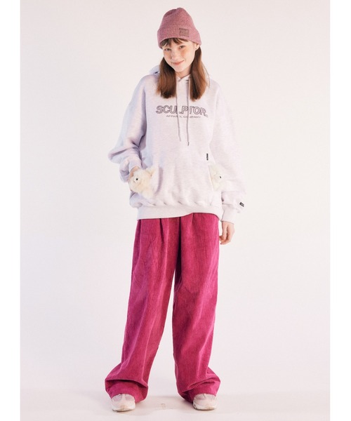 スカルプター　SCULPTOR グレー ハート 十字架 刺繍 パーカー SCULPTOR（スカルプター）の「Beaded Saint Hoodie Zip-Up