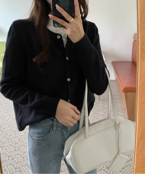 emi+（エミプラス）の「クルーネックニットカーディガン（ニット/セーター・レディース・イエロー/モカ/ブラック/パープル/グレー・M/L）」の13枚目の写真