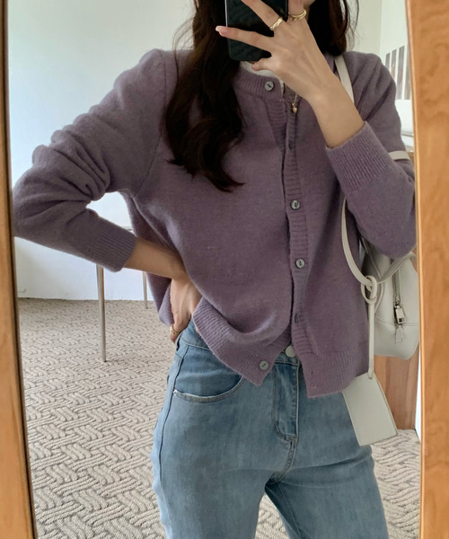 emi+（エミプラス）の「クルーネックニットカーディガン（ニット/セーター・レディース・イエロー/モカ/ブラック/パープル/グレー・M/L）」の10枚目の写真