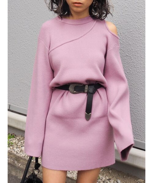 セール Mix Ribオープンショルダーニットワンピース ワンピース Evris エヴリス のファッション通販 Zozotown