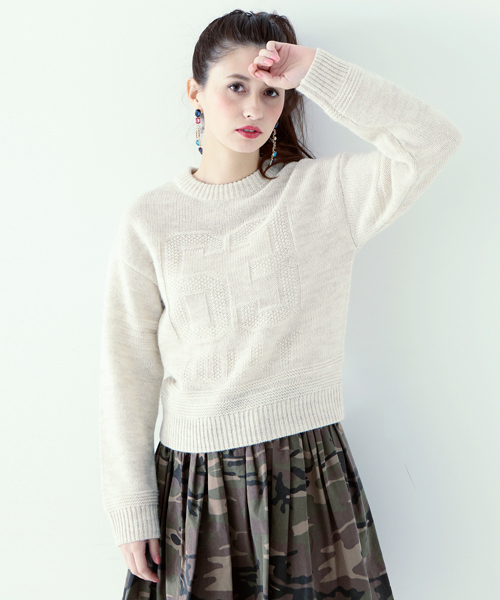 Another Edition（アナザーエディション）の「ジャカードナンバープルオーバー/AE JQ NUMBER PO◆（ニット/セーター・レディース・ナチュラル/ライトブルー/その他1・ﾌﾘ-）」の2枚目の写真