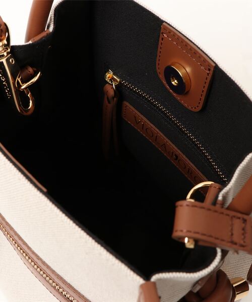 【極美品】VIOLAd’ORO　 キャンバスレザーコンビショルダーバッグ 茶 極美品】VIOLAd'ORO キャンバスレザーコンビショルダーバッグ 茶