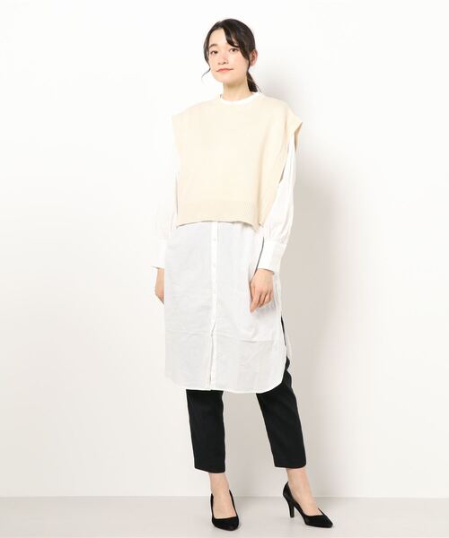 HONEYSUCKLE ROSE（ハニーサックルローズ）の「【HONEYSUCKLE ROSE】シャツワンピレイヤード（シャツワンピース・レディース・ベージュ/オフホワイト・M/L）」の21枚目の写真