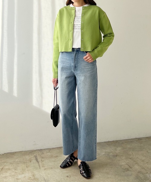 CELINE カットオフデザイン ストレートデニム CELINE(セリーヌ) カットオフデザインデニムパンツ 2N306930F ライト