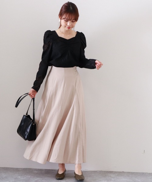 archives（アルシーヴ）の「フロントギャザーレースブラウス（Tシャツ/カットソー・レディース・ベージュ/ブラック/オフホワイト・MEDIUM）」の14枚目の写真