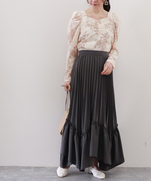 archives（アルシーヴ）の「フロントギャザーレースブラウス（Tシャツ/カットソー・レディース・ベージュ/ブラック/オフホワイト・MEDIUM）」の12枚目の写真