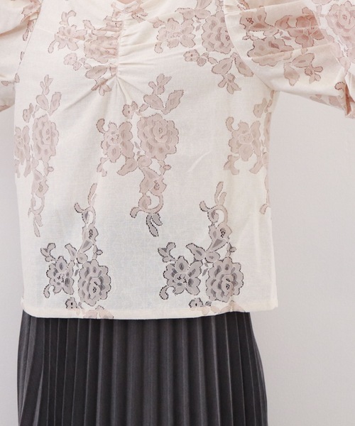 archives（アルシーヴ）の「フロントギャザーレースブラウス（Tシャツ/カットソー・レディース・ベージュ/ブラック/オフホワイト・MEDIUM）」の13枚目の写真