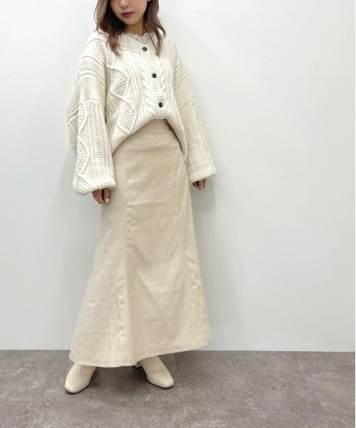 apres jour mignon（アプレジュールミニョン）の「ジャガードマーメイドスカート【ZOZOTOWN限定アイテム】（スカート・レディース・グレー/ブラック/ライトベージュ・フリー/X-LARGE）」の3枚目の写真