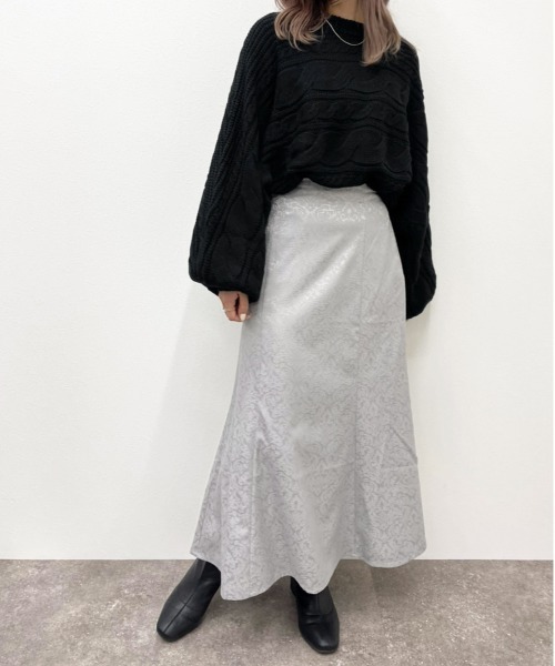 apres jour mignon（アプレジュールミニョン）の「ジャガードマーメイドスカート【ZOZOTOWN限定アイテム】（スカート・レディース・グレー/ブラック/ライトベージュ・フリー/X-LARGE）」の4枚目の写真