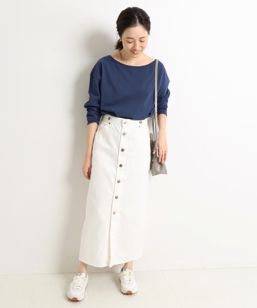 SLOBE IENA(スローブイエナ)の「ボートネックルーズロンTEE【手洗い可能】◆(Tシャツ/カットソー・レディース・ホワイト/グレー系その他/グリーン/ネイビー・FREE)」の21枚目の写真