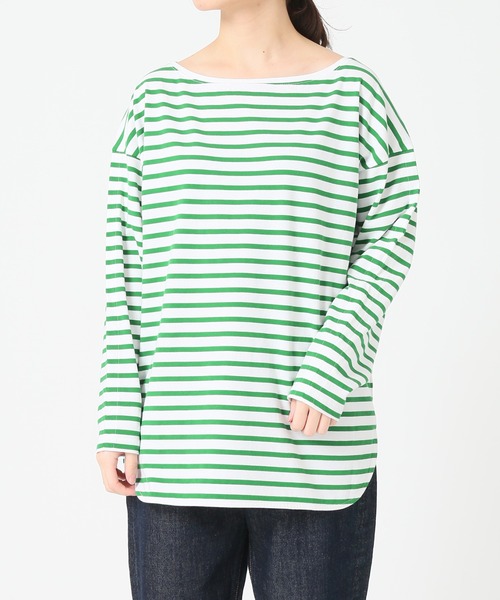 SLOBE IENA(スローブイエナ)の「ボートネックルーズロンTEE【手洗い可能】◆(Tシャツ/カットソー・レディース・ホワイト/グレー系その他/グリーン/ネイビー・FREE)」の7枚目の写真