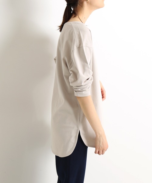 SLOBE IENA(スローブイエナ)の「ボートネックルーズロンTEE【手洗い可能】◆(Tシャツ/カットソー・レディース・ホワイト/グレー系その他/グリーン/ネイビー・FREE)」の9枚目の写真
