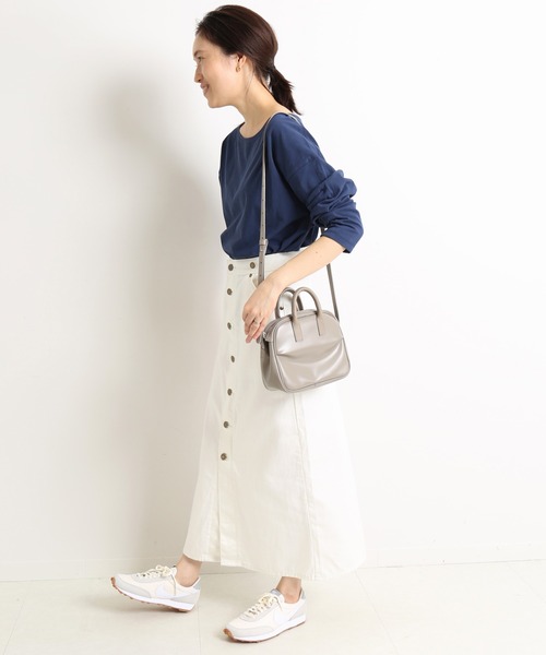 SLOBE IENA(スローブイエナ)の「ボートネックルーズロンTEE【手洗い可能】◆(Tシャツ/カットソー・レディース・ホワイト/グレー系その他/グリーン/ネイビー・FREE)」の15枚目の写真